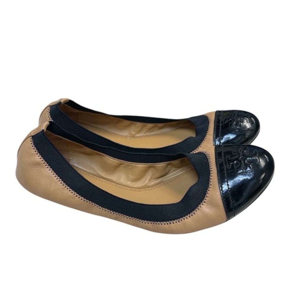 Tory Burch Tan and Black Flats